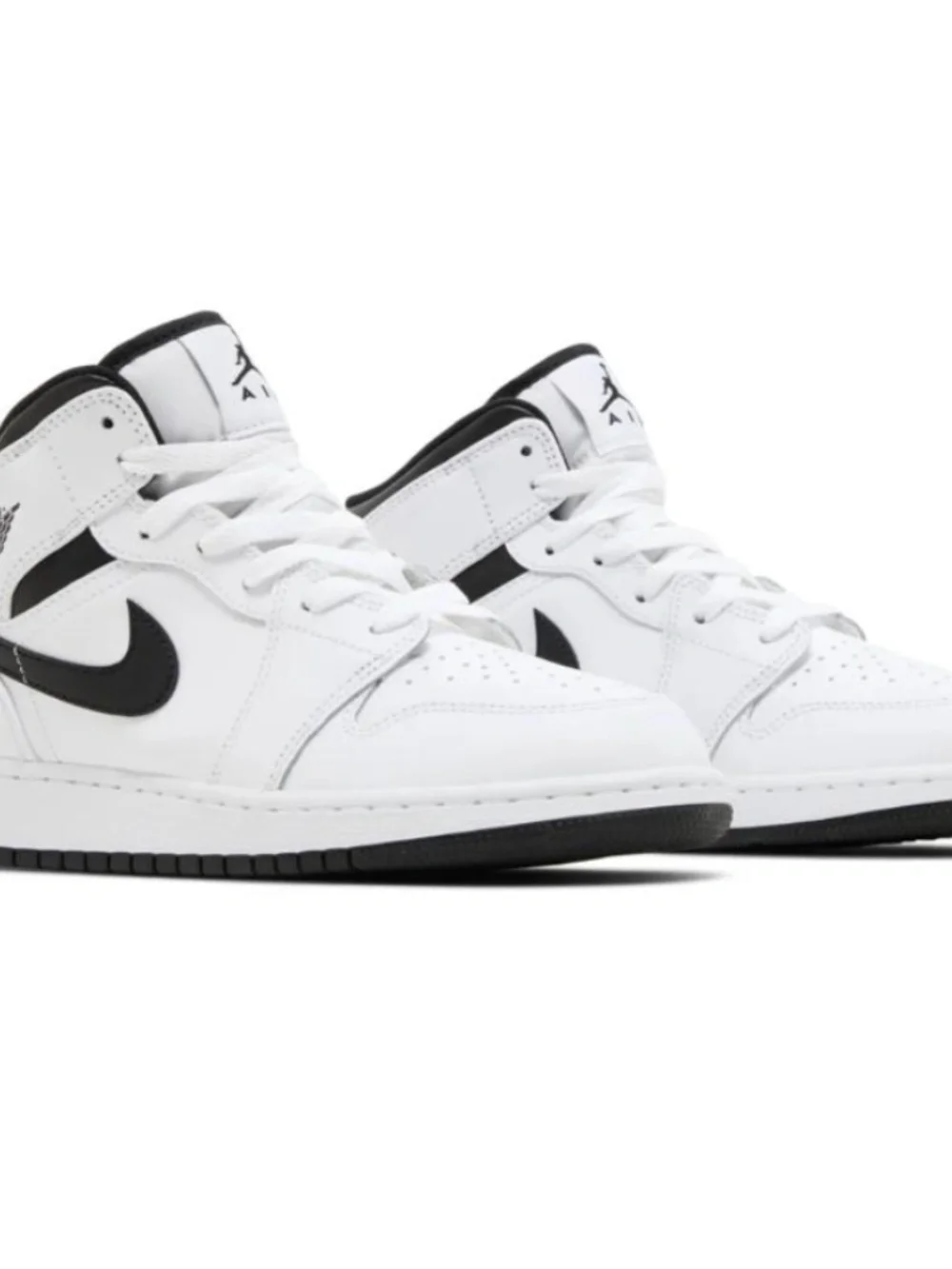 Nike Air Jordan 1 Mid GS White Black Youth Basketball Shoes New With Box - Picture 5 of 6